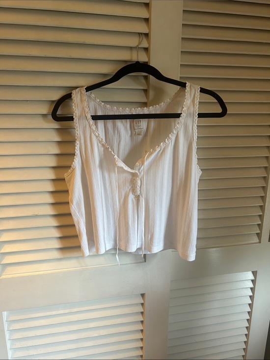 Gap x DOEN Tops - GAP x Doen White Pointelle Button-Front Cropped Tank Large